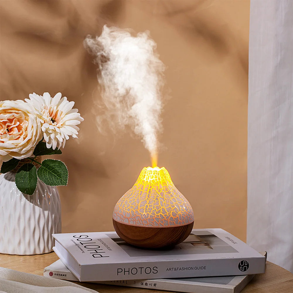 Volcano Air Humidifier Snow Mountain Essential Oils Diffuser Large Capacity Water Tank USB Aroma Diffuser Colorful Night Lights