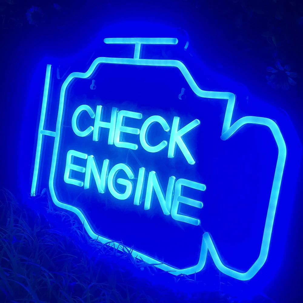 Check Engine Neon Sign Led Light Auto Room Garage Repair Shop Wall Decor Bar Party Club Luminous Atmosphere Lamp USB Power