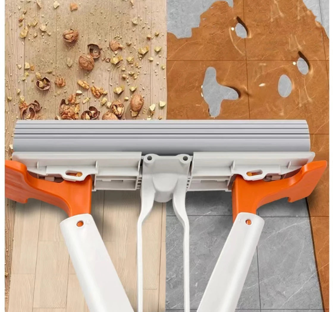 New Squeezed Self Draining Rubber Cotton Mop Hand Free Magic Self-cleaning Flat Mop Reusable Sponge Household Floor Cleaning