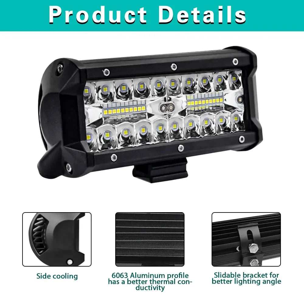 4/7/9/12/17/20 Inches Led Lightbar Vehicle 12V Work Light Bar Spotlight Boat Barra Led Driving Truck ATV SUV 4x4 Long Range