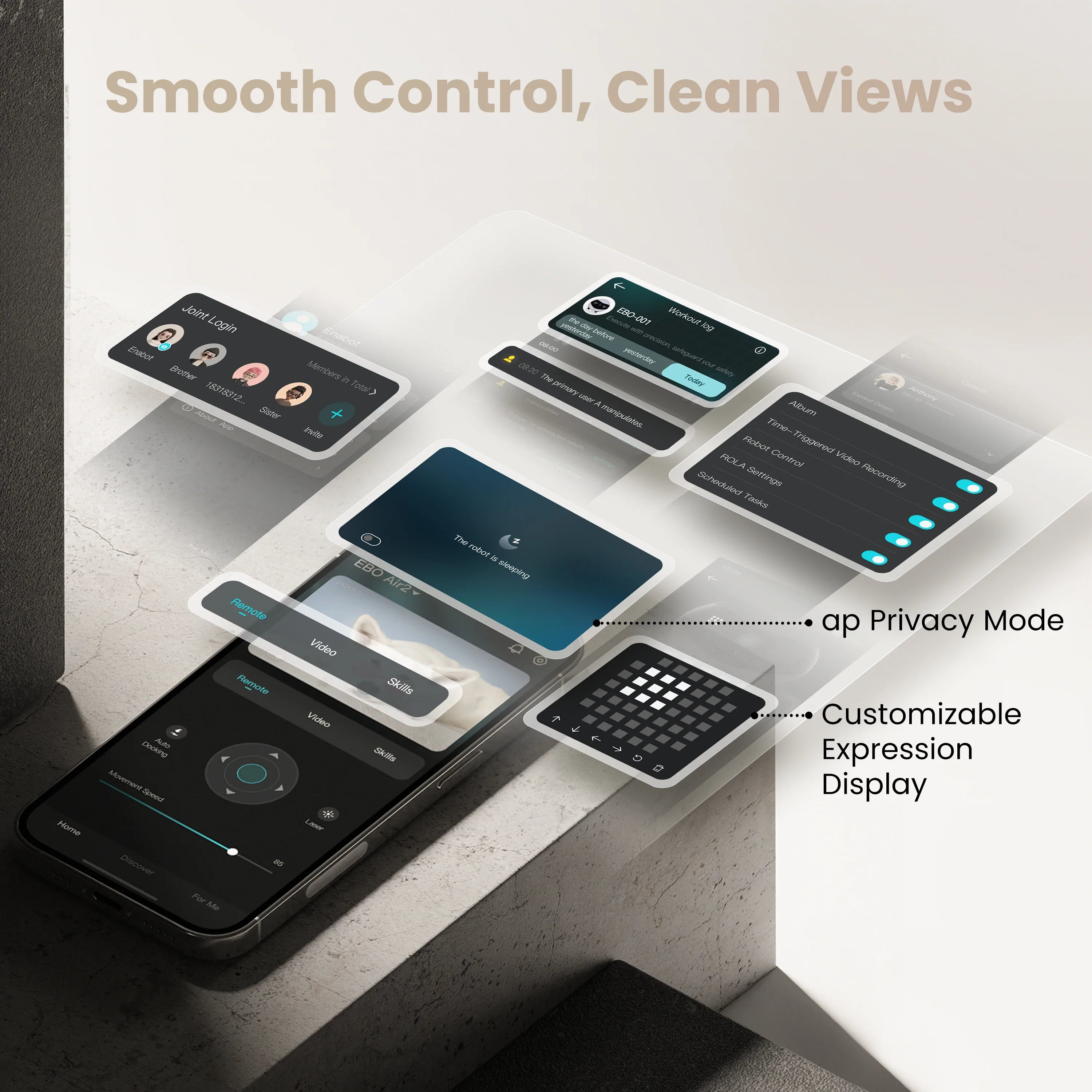 Enabot EBO AIR 2 Companion Robot 2K Home Security Pet Camera Night Vison Wireless APP Remote Control for Dog Cat Baby App Contro