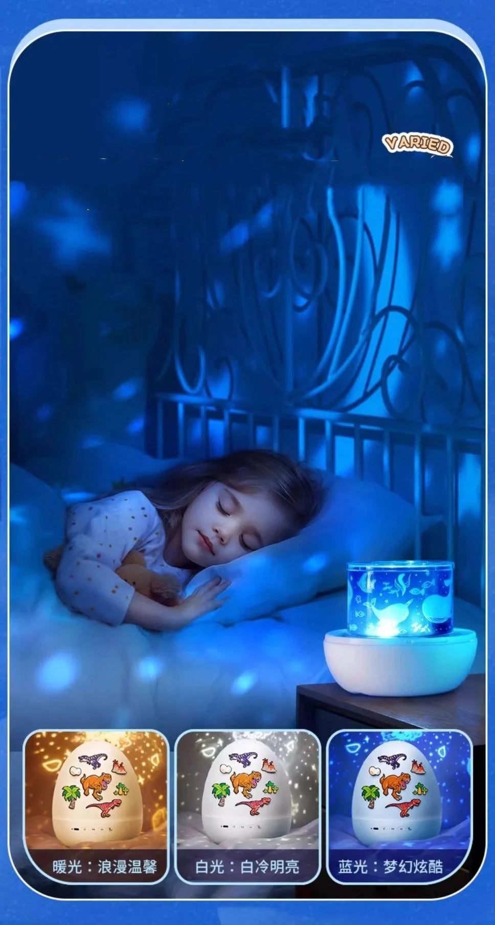 Dinosaur Egg Night Light Projector for Kids Rotating Star Projector with Soothing Music Box & 21 Films, USB Baby Nightlight Gift