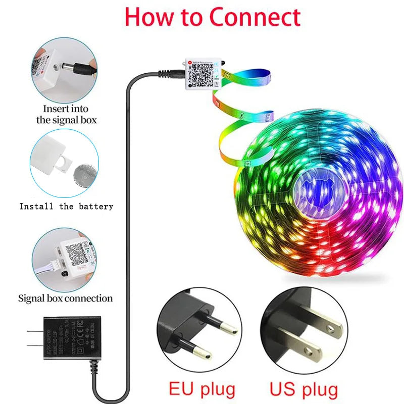 10m 20m 30m 40m DC24V Led RGB Strip Light Bluetooth App Music Sync Led Lights Flexible Ribbon Diode Tape for Gaming Room Deco