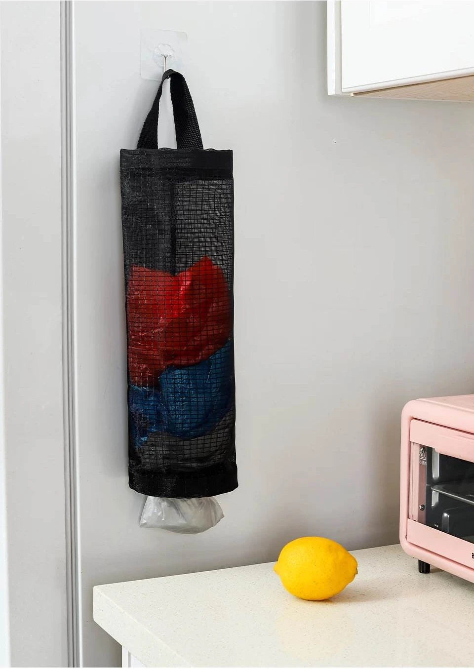 Home Grocery Bag Holder Wall Mount Plastic Bag Holder Dispenser Hanging Storage Trash Garbage Bag Kitchen Garbage Organizer