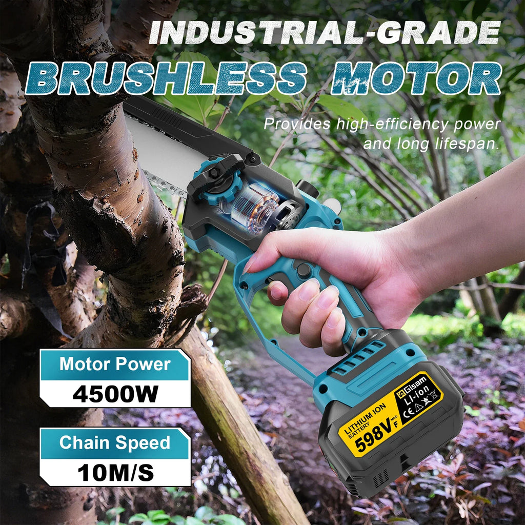 Gisam 4 in 1 Brushless High Branch Saw Chainsaw & Pruning Shears Garden Tool With Telescoping Pole For Makita 18v Battery Pin