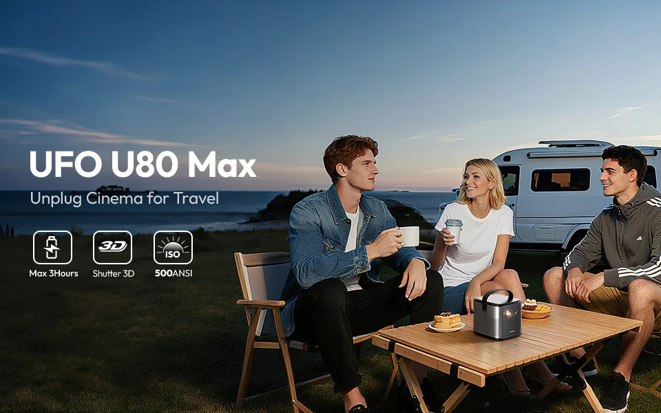 BYINTEK U80 Max Projector 3D 4K Cinema  Android 11.0 WiFi Mini Portable 1080P Home Theater Video DLP Projector with Battery
