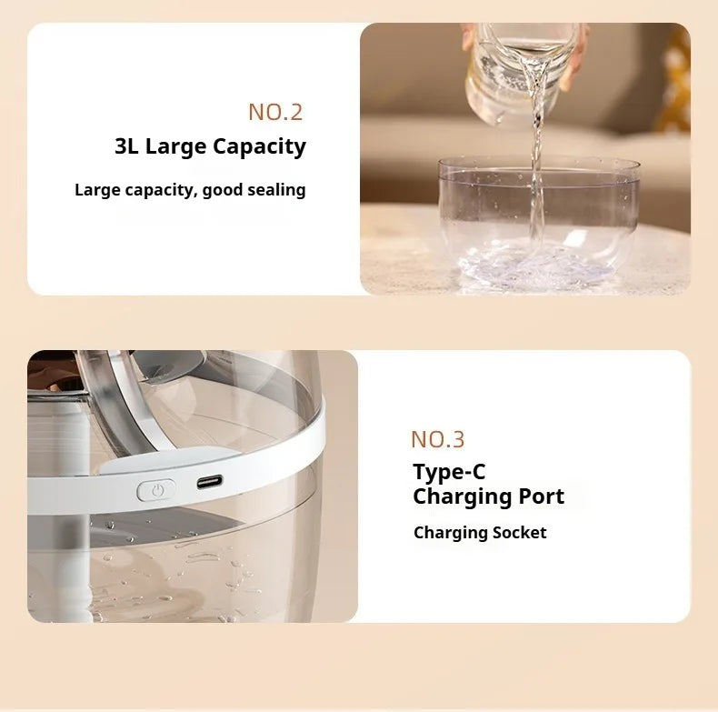 MSS 2-in-1 Air Purifier Cool Mist Humidifier - Double Nozzle & Night Light, Ideal for Bedroom, Living Room & Office Desktop