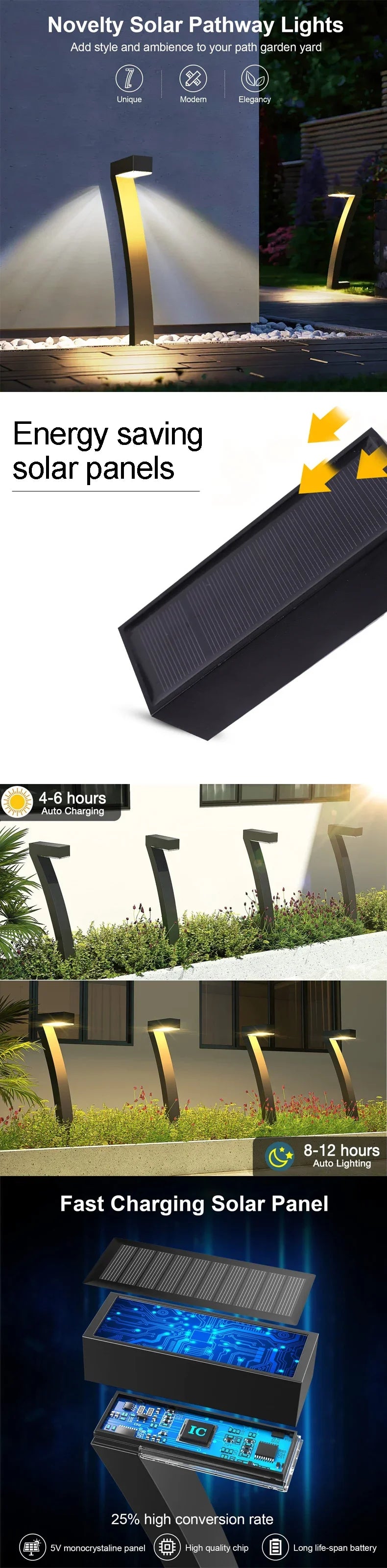 4/8 Pcs Solar LED Light Garden Lights Outdoor Lighting IP65 Waterproof Lawn Path Spotlight for Yard Driveway Walkway Patio Decor
