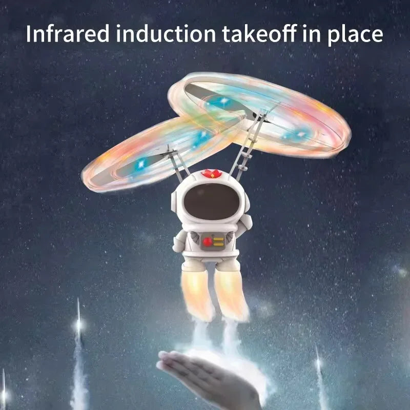 Levitating Luminous Flying Robot Astronaut Toy Aircraft Hand-Controlled Drone Interactive with Lights Outdoor Toys for Kids Gift