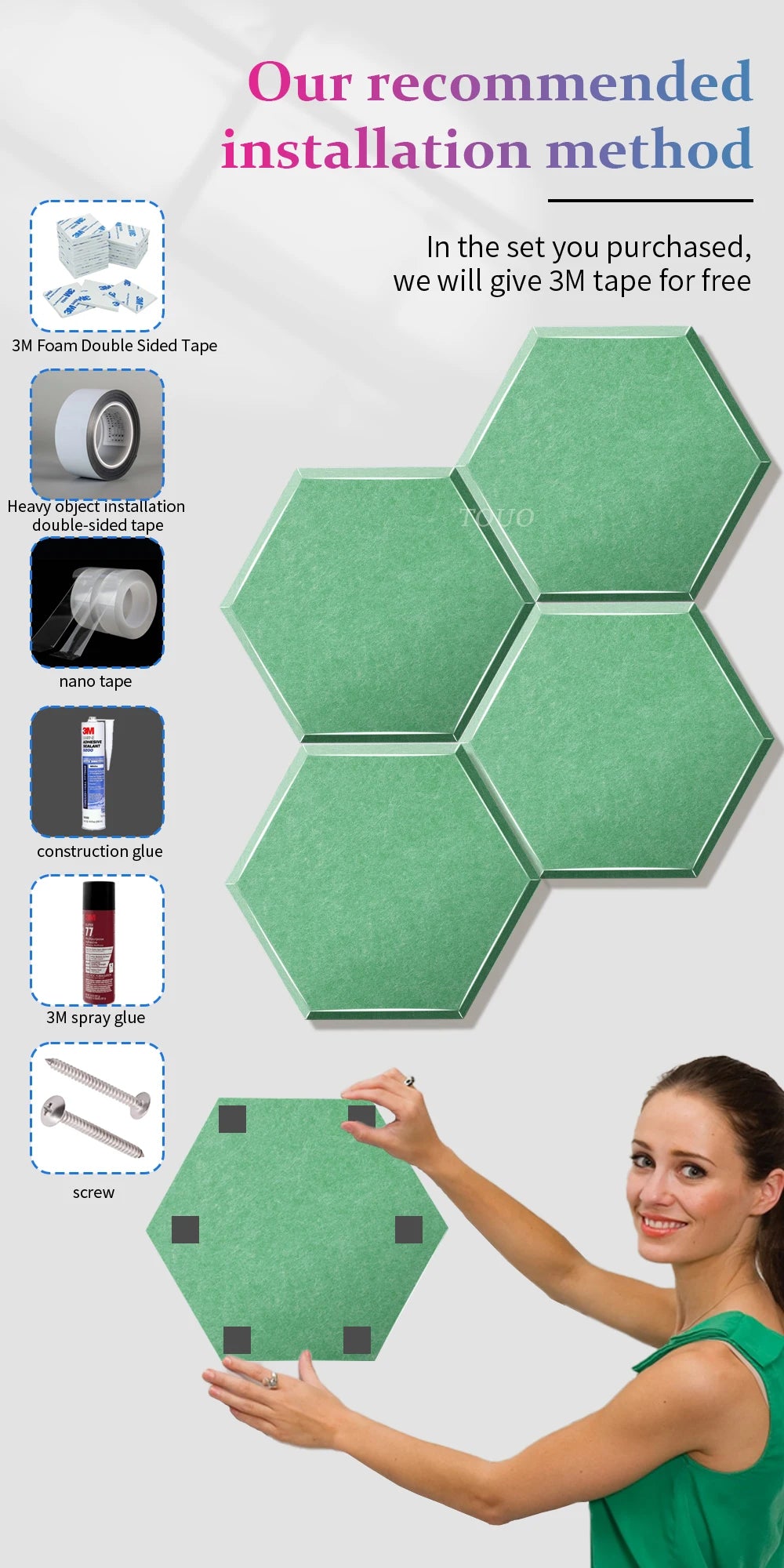 TOUO Sound Absorbing Panel 6 Pcs High-Density Material Home Accessories Noise Insulation For Walls Drum Room Acoustic Treatment