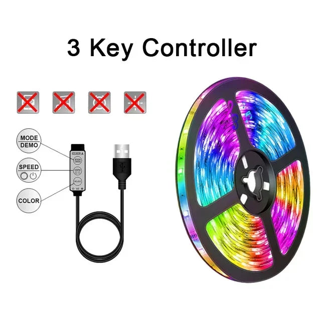 USB LED Strip Lights APP Control Color Changing 5050 RGB Led Light Flexible Lamp Tape for Room Decoration TV Backlight Diode