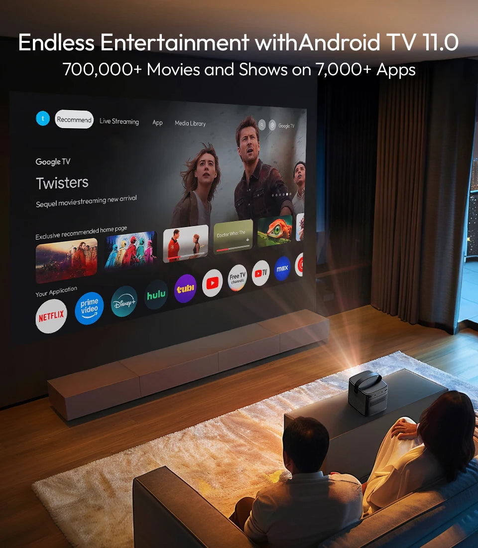 BYINTEK U80 Max Projector 3D 4K Cinema  Android 11.0 WiFi Mini Portable 1080P Home Theater Video DLP Projector with Battery