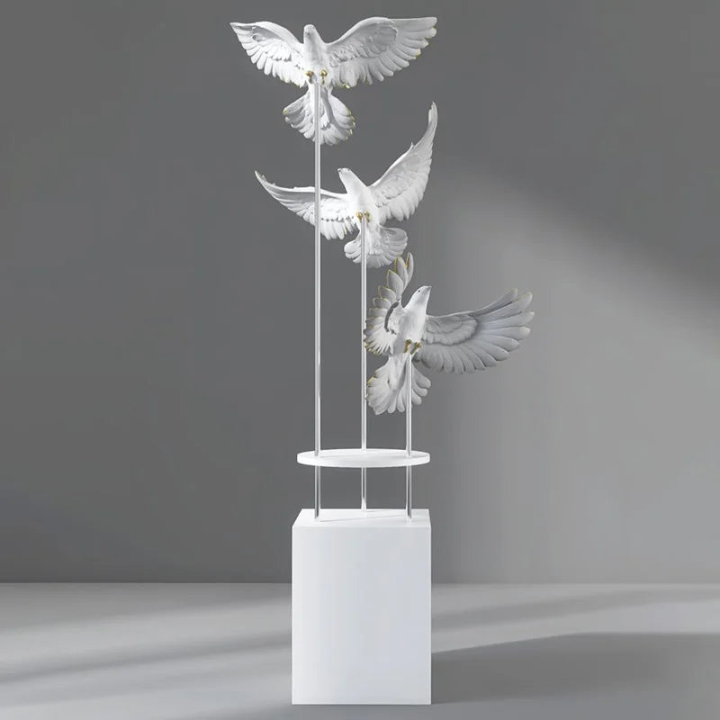 Modern Large Bird Floor Sculpture Home TVCabinet Decor for Living Room Entryway Office Waterproof Art Statue with Anti-Slip Base