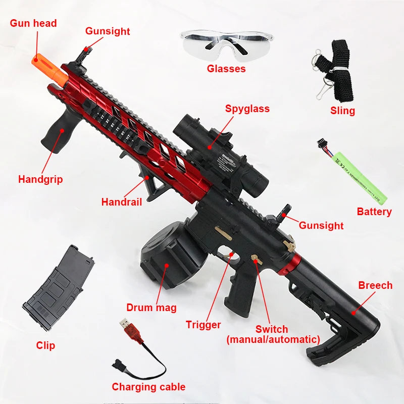 M4 Electric Gel Ball Blaster Toys, Manual/Automatic  Eco-Friendly Splatter Ball Blaster, Suitable For Outdoor Shooting Games
