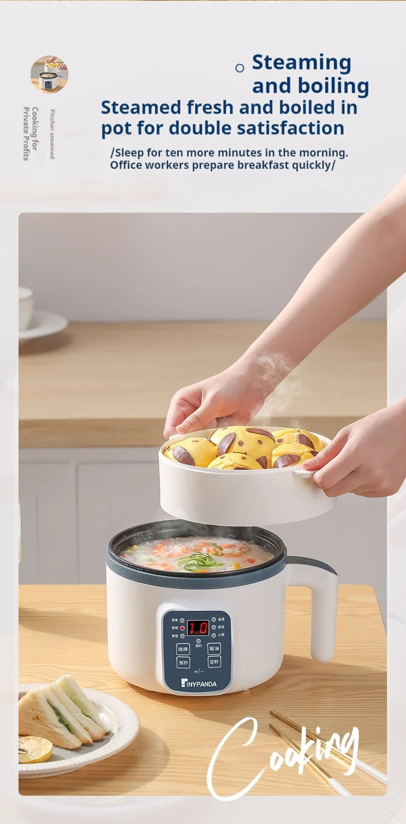 Mini Electric Rice Cooker Single Double Layer  Intelligent Automatic Home Kitchen Cooker 1-2 People MultiCooker Steamed Rice Pot