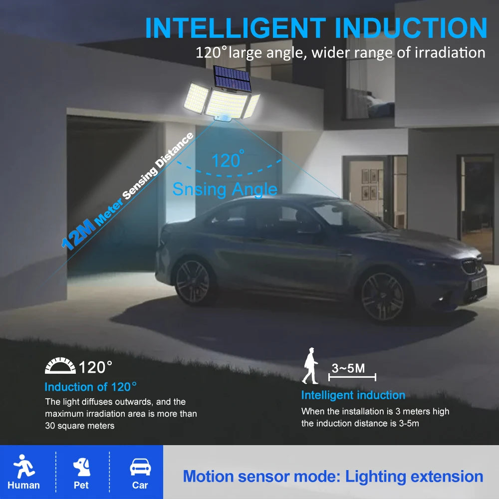 New 366LED Solar Outdoor Lights Solar Powered Security Light Motion Sensor 234LED Wall Light IP65 Waterproof Garden