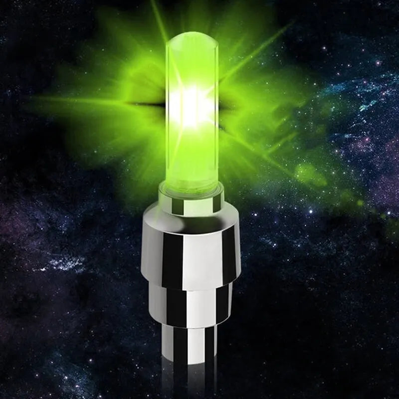 2/4Pcs Car Motorcycle Bicycle Tire Valve Caps Light LED Neon Flash Lamp Waterproof Tyre Universal Wheel Lights Car Accessories