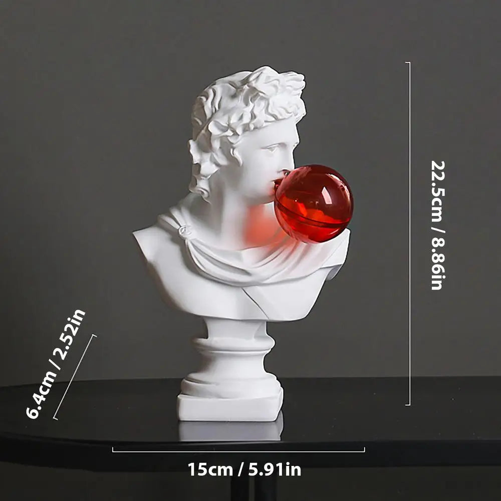 Unique Resin David Statue Creative Bubble Blowing David Sculpture Resin Gypsum Figurine Home Bookshelf Desktop Art Decoration