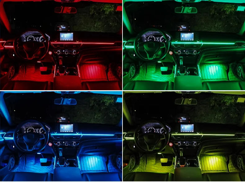 6/10/14/18 in 1 Led Car Ambient Lights RGB 213 64 Color Acrylic Strips Symphony Streamer Interior Rainbow Atmosphere Lamp Kit