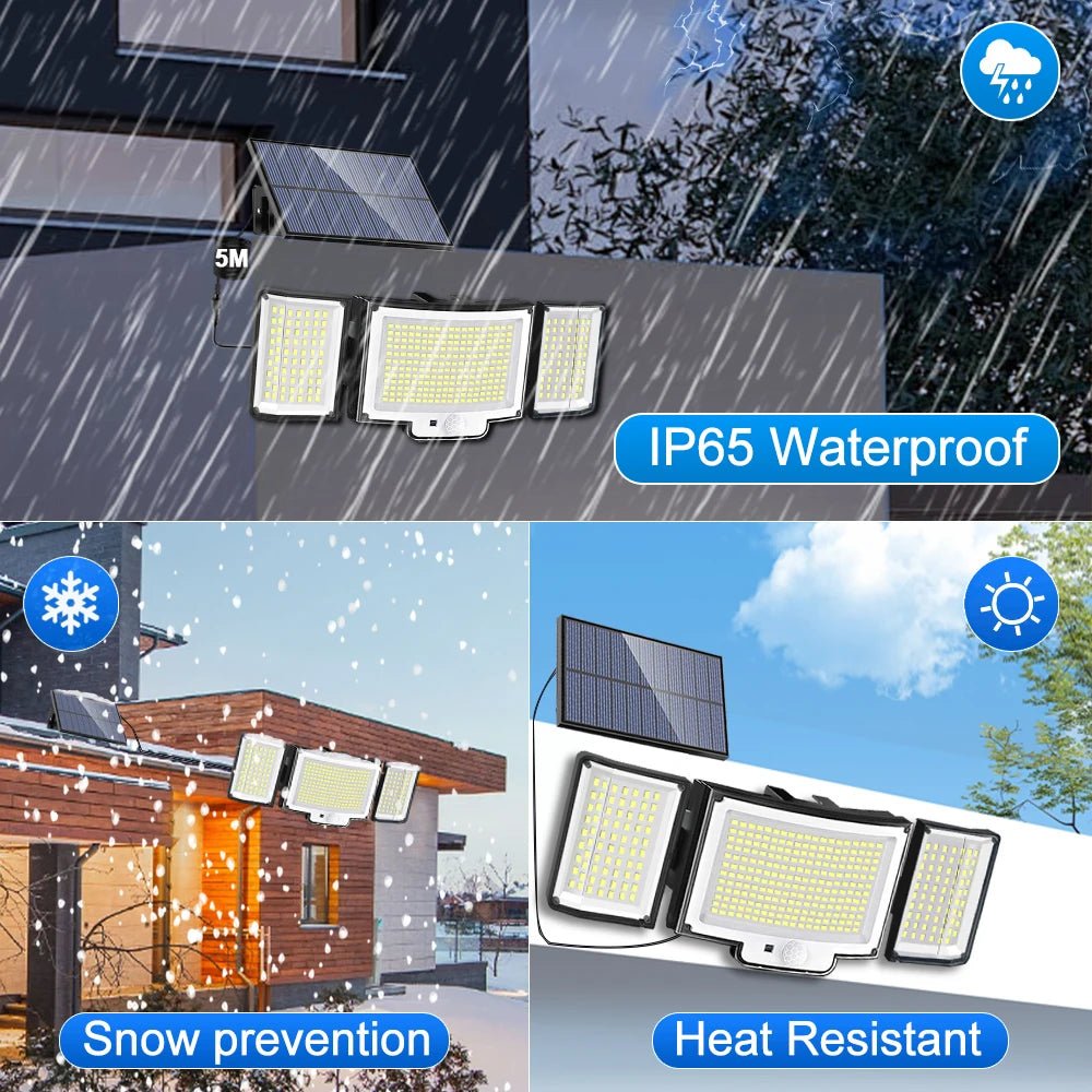 New 366LED Solar Outdoor Lights Solar Powered Security Light Motion Sensor 234LED Wall Light IP65 Waterproof Garden