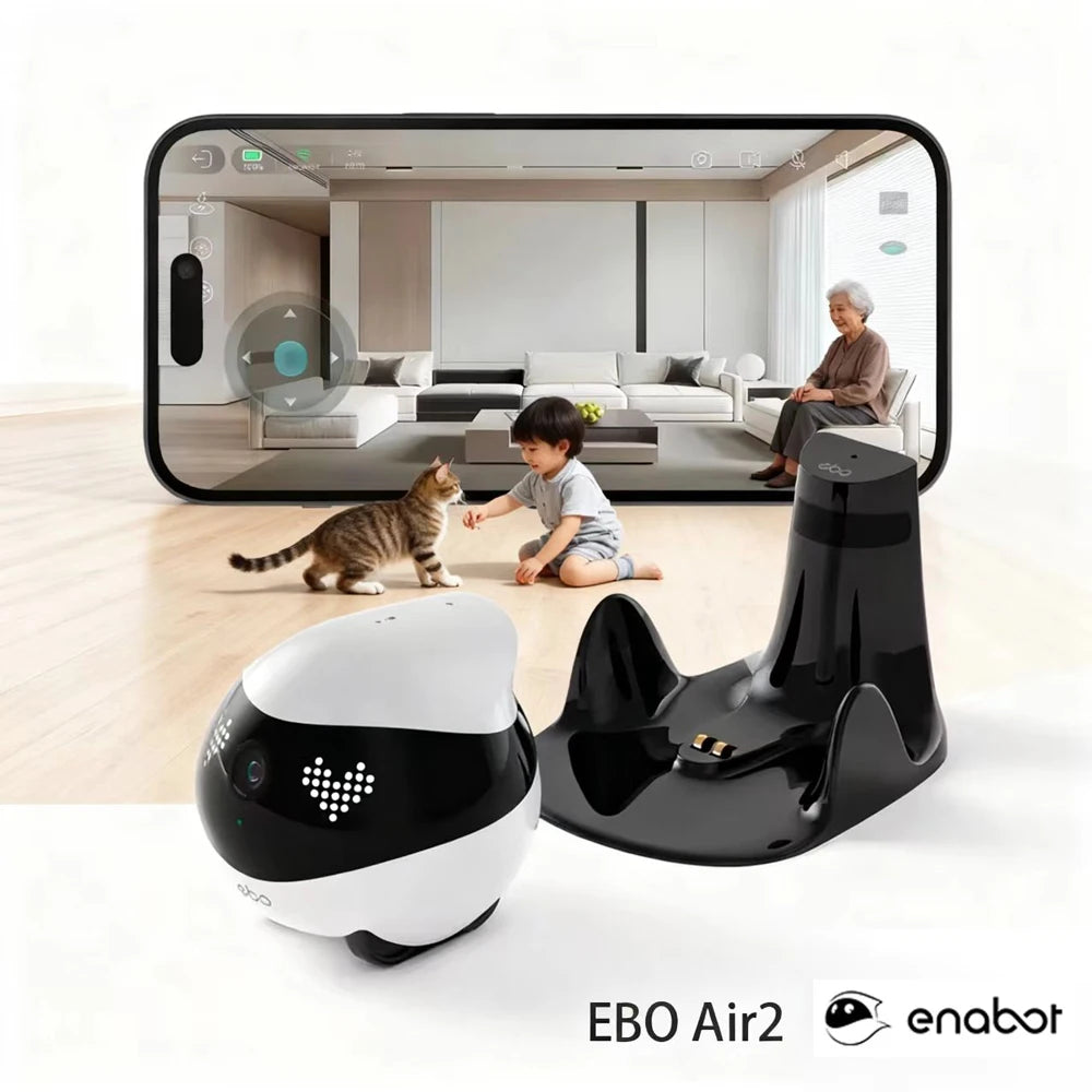 Enabot EBO AIR 2 Companion Robot 2K Home Security Pet Camera Night Vison Wireless APP Remote Control for Dog Cat Baby App Contro