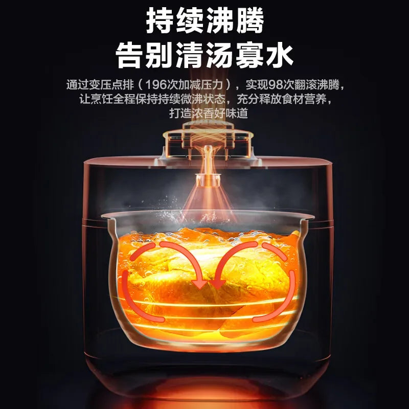220V Midea Electric Pressure Cooker Stainless Steel Dual Pot Smart Multicooker for Home Kitchen AD