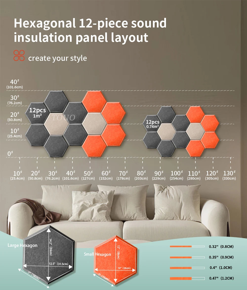 TOUO Sound Absorbing Panel 6 Pcs High-Density Material Home Accessories Noise Insulation For Walls Drum Room Acoustic Treatment