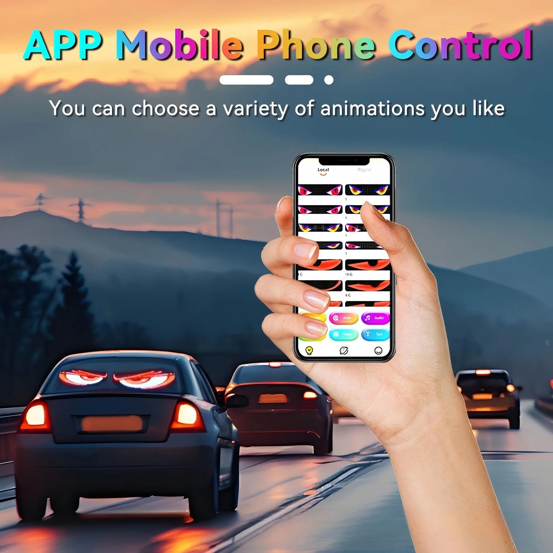 Truck Car Devil Eye LED Matrix Pixel Panel Light APP Remote Control Soft Foldable Lighting Scrolling For Board Windshield 12/24V