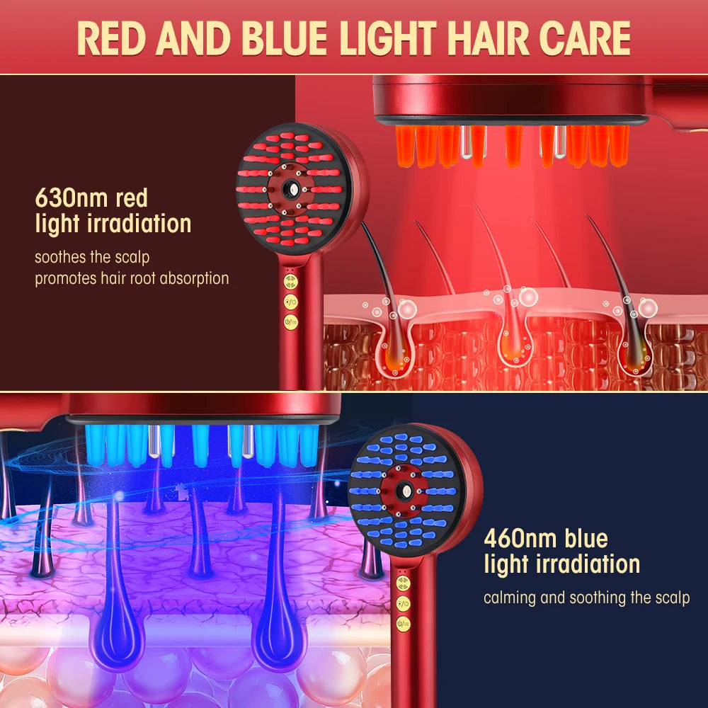 3 Modes Electric Massage Comb Portable Red Light Laser Comb for Hair Follicle Hair Follicles On The Head Essence Oil Applicator