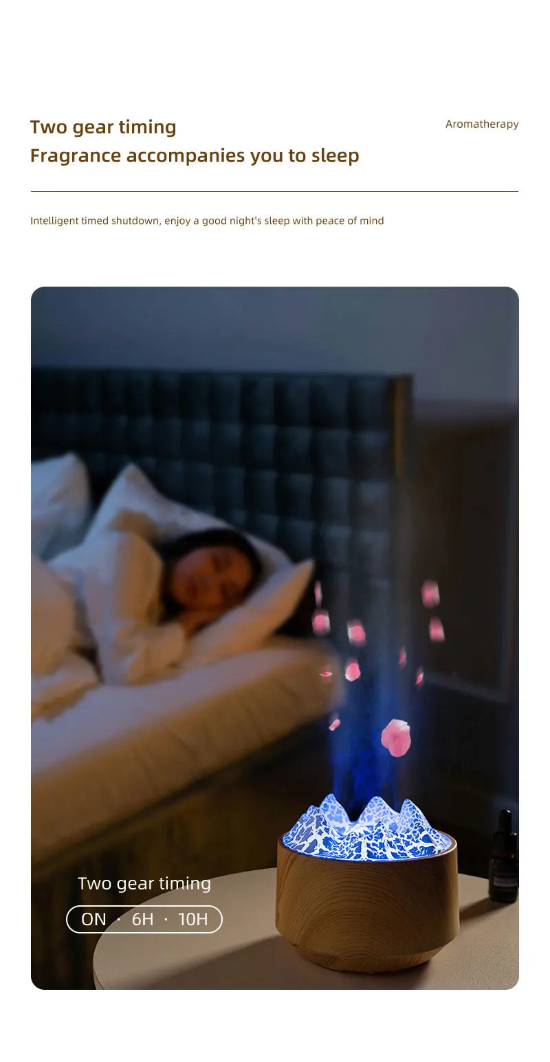 Volcano Bedroom Humidifier with Remote Control Fog Output Spray Desk Atmosphere Lamp Essential Oil Diffuser for Bedroom Home