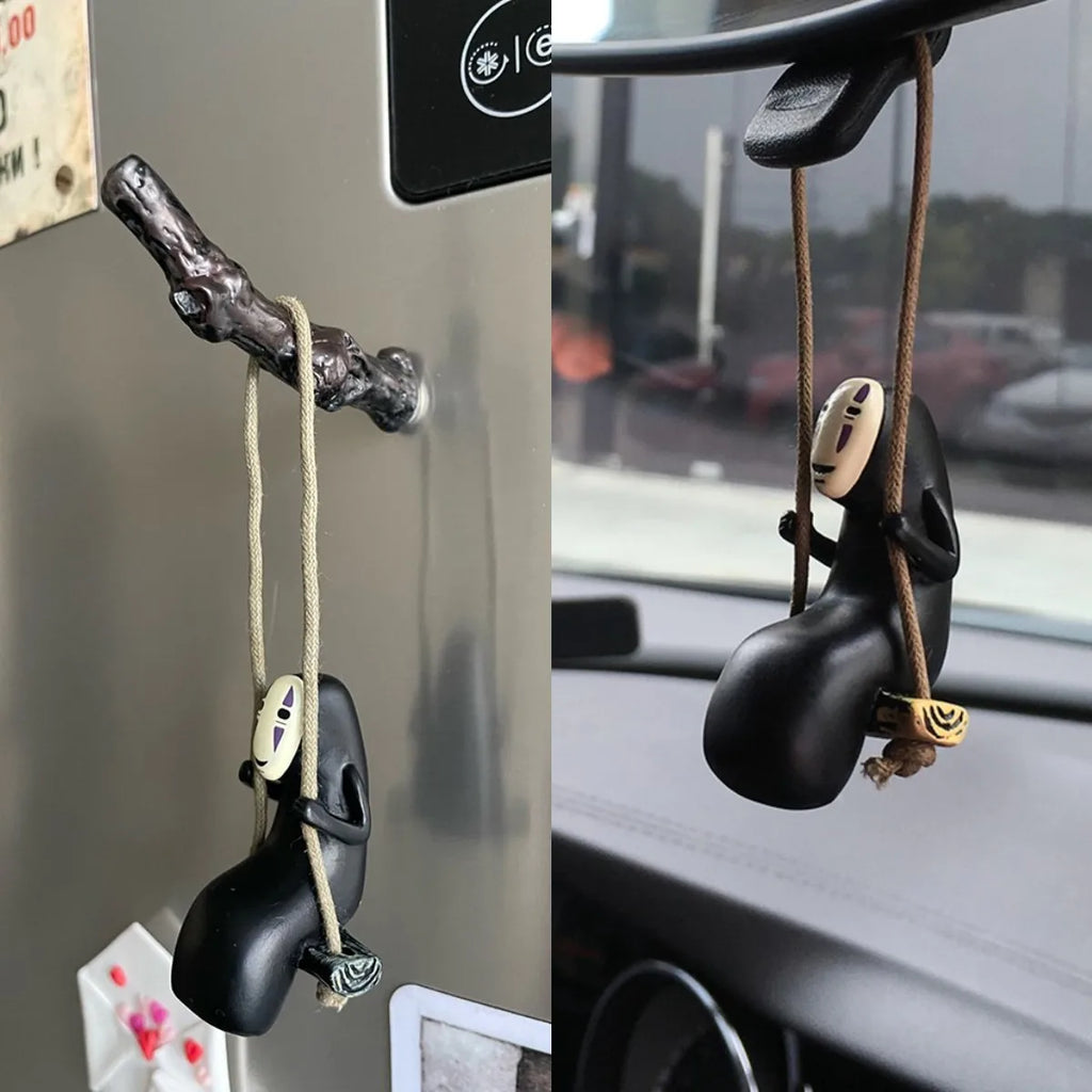 Spirited Away No-Face Swinging Car Charm Hanging Ornament Rearview Mirror Decoration Anime Themed Car Accessory