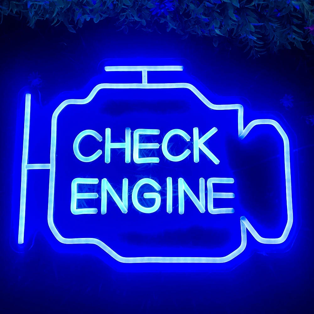 Check Engine Neon Sign Led Light Auto Room Garage Repair Shop Wall Decor Bar Party Club Luminous Atmosphere Lamp USB Power