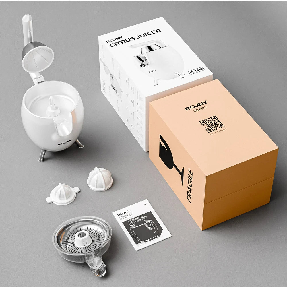 Electric Stainless Steel Citrus Juicer, Orange Lemon Set Juicer with 2 Cones, BPA-Free and Easy to Clean, Powerful 850W, White