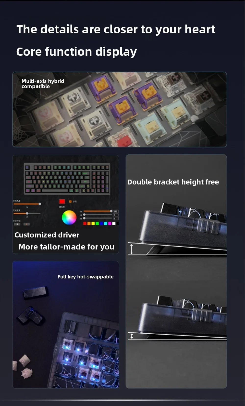 ZORNHER Zuohe ZH980 Mechanical Keyboard Custom RGB Gasket 3mode Hot Swap bluetooth wireless keyboard Desk gaming accessories