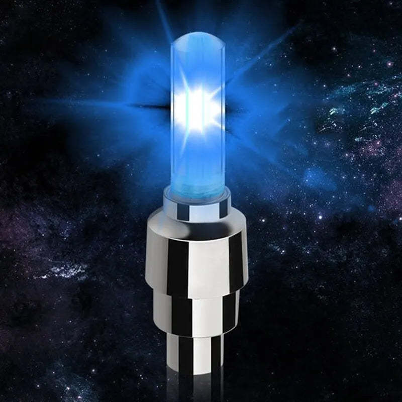 2/4Pcs Car Motorcycle Bicycle Tire Valve Caps Light LED Neon Flash Lamp Waterproof Tyre Universal Wheel Lights Car Accessories