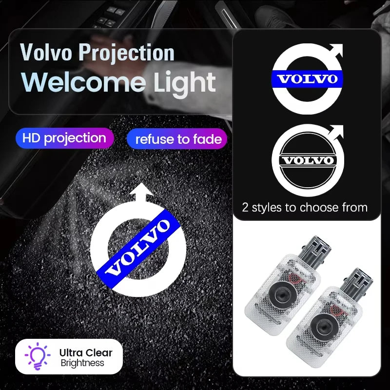 2Pcs Car Led Door Welcome Light Projector Ghost Shadow Lamp For Volvo S90 XC40 XC90 XC60 S60 V90 V60 2025 Polestar Accessories