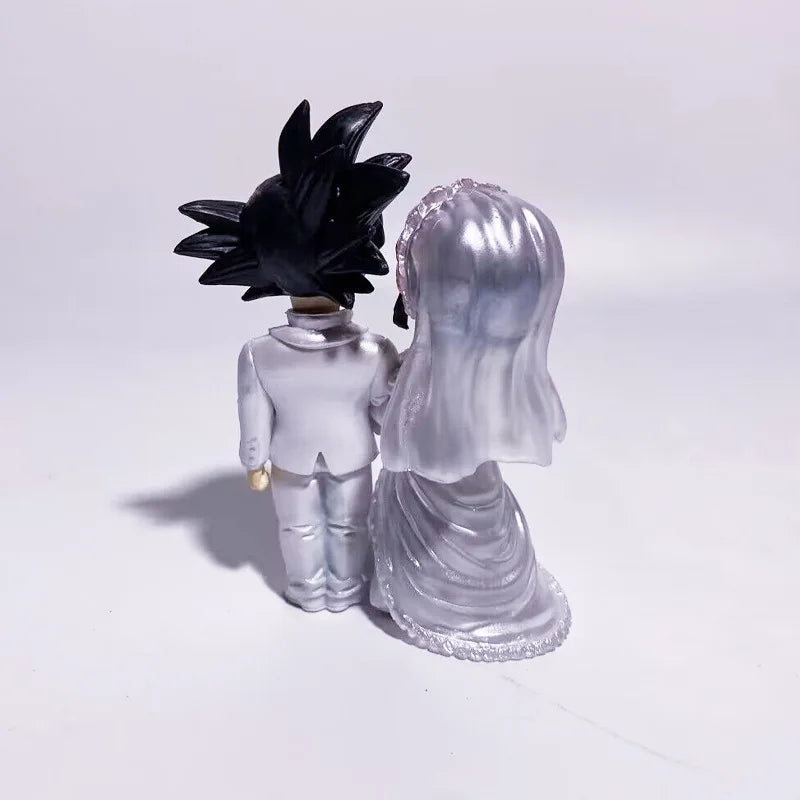9cm Dragon Ball Anime Figure Son Goku Figures Wedding Goku Chichi Mariage Figurine Scene Statue Q Version Pvc Model Doll Toys