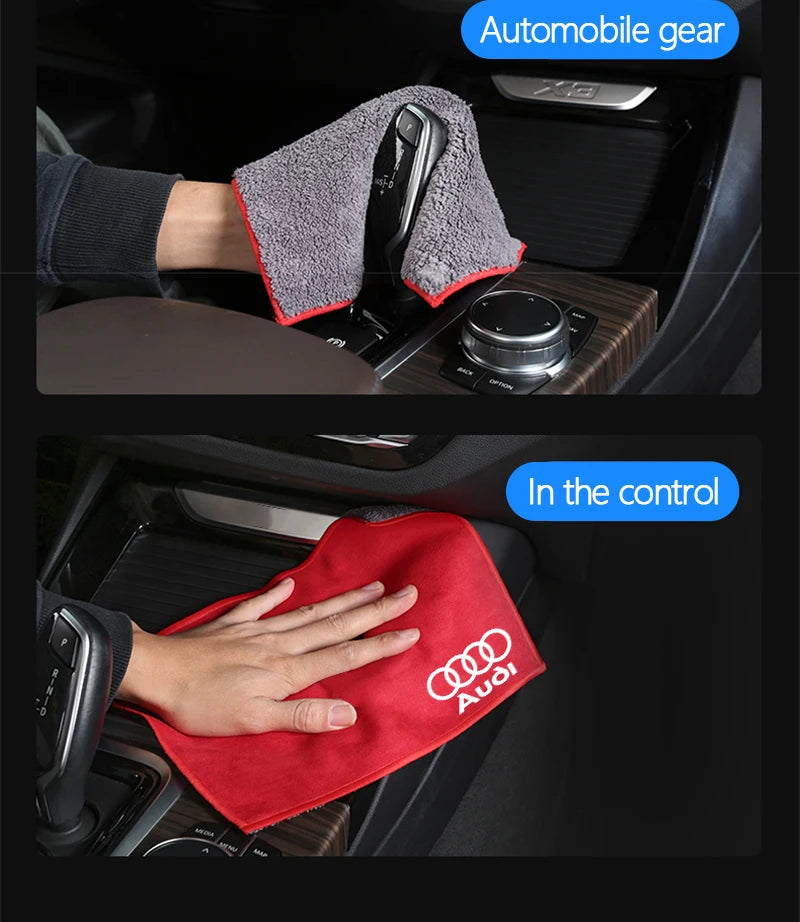 Microfiber Towel Car Cleaning Care Accessories For Audi Sline A1 A3 A4 A5 A6 A7 A8 B8 B9 B6 C6 Q2 Q3 Q5 Q7 Q8 TT S3 S4 S7 S8 RS5