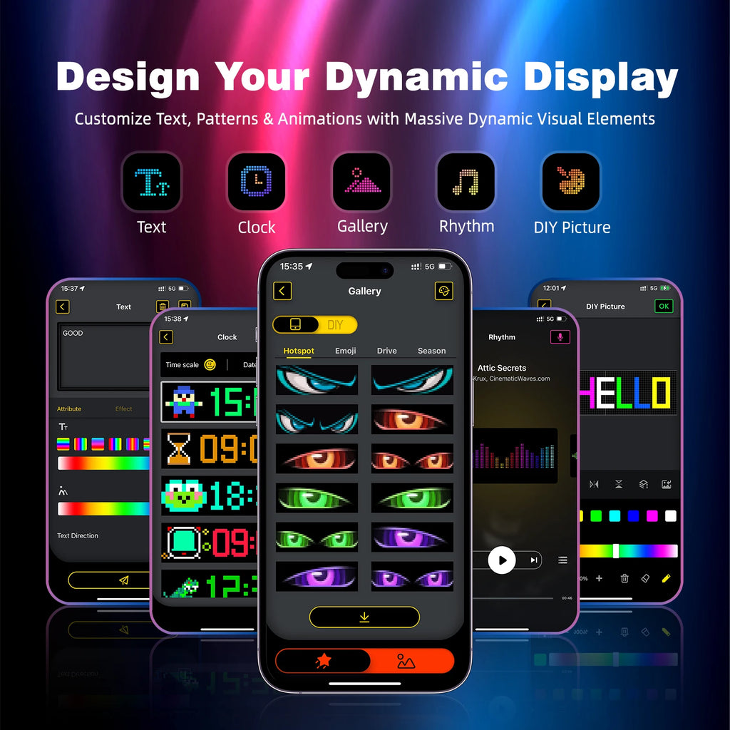 Truck Car Devil Eye LED Pixel Matrix Panel Sign Light App Remote Control 5V USB Custom Lighting Scrolling For Board Windshield