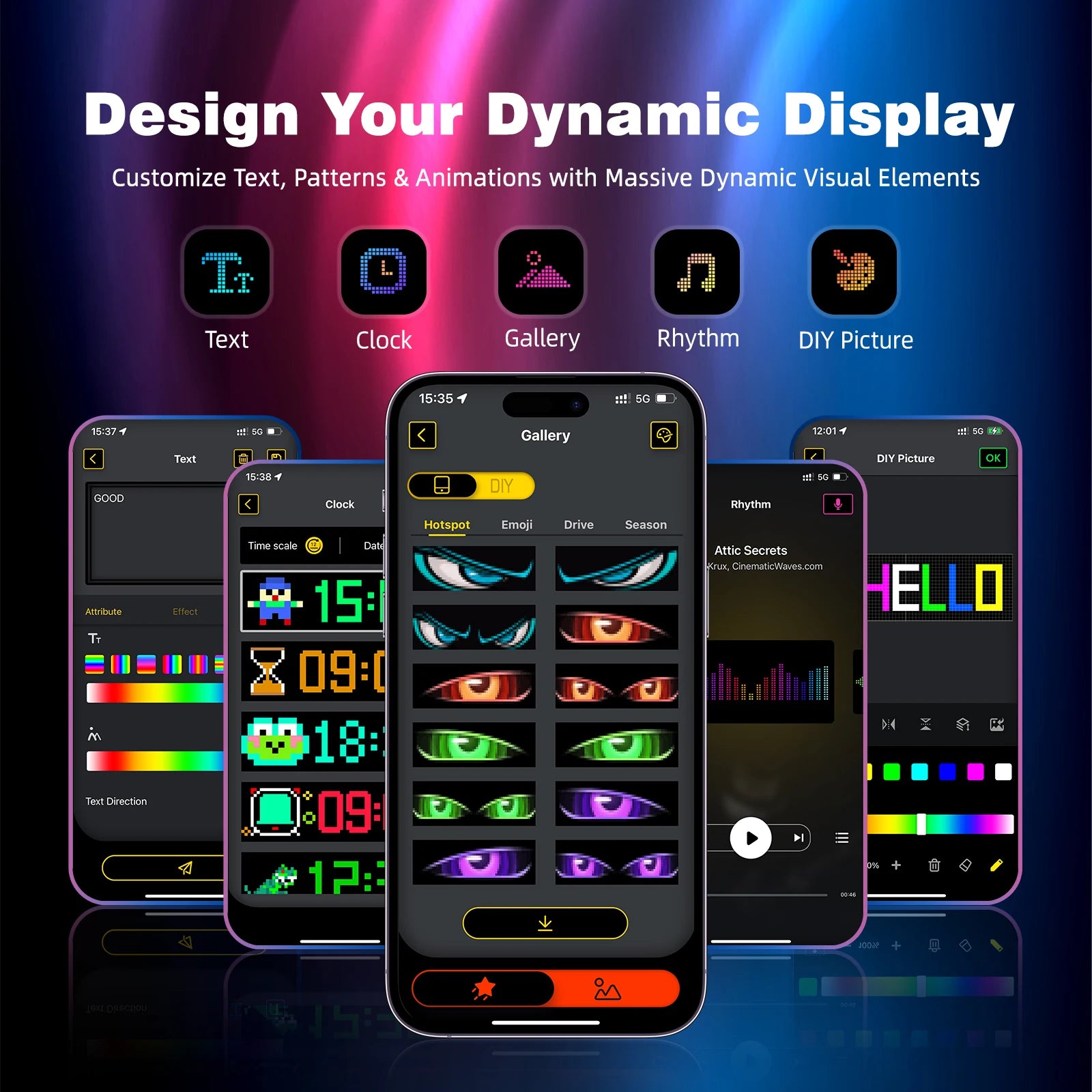 Truck Car Devil Eye LED Pixel Matrix Panel Sign Light App Remote Control 5V USB Custom Lighting Scrolling For Board Windshield