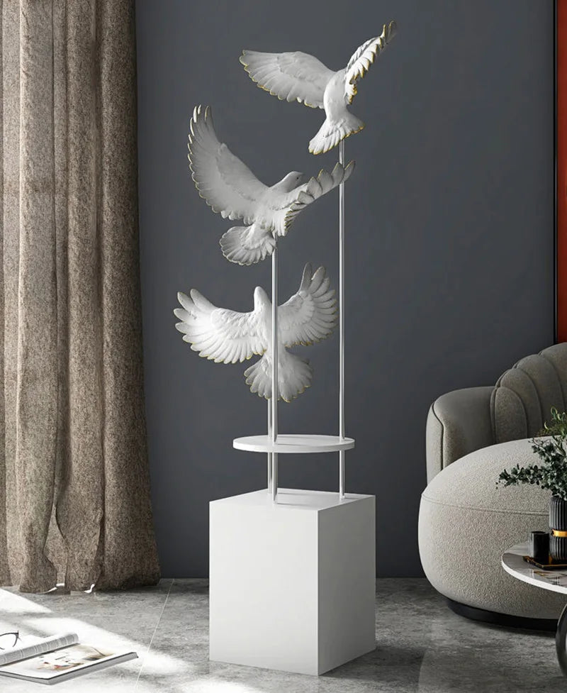 Modern Large Bird Floor Sculpture Home TVCabinet Decor for Living Room Entryway Office Waterproof Art Statue with Anti-Slip Base