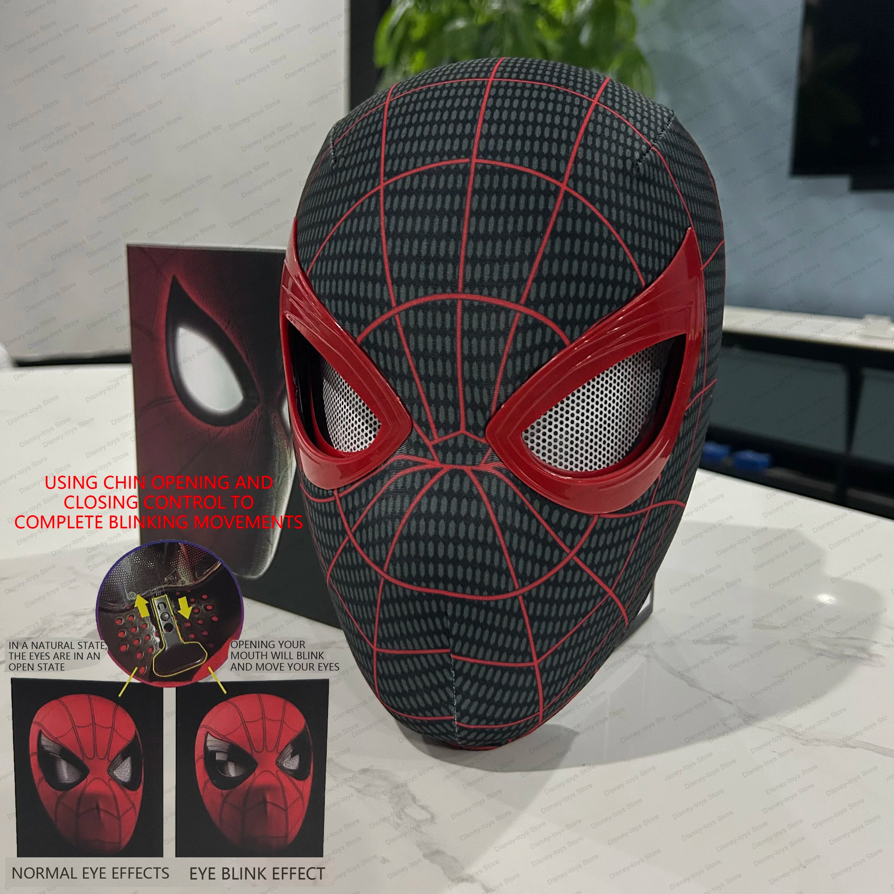 Spiderman Mask Eyes Movable Remote Control Peter Parker Spiderman Toys Children Halloween Cosplay Costume Mask Christmas Gifts