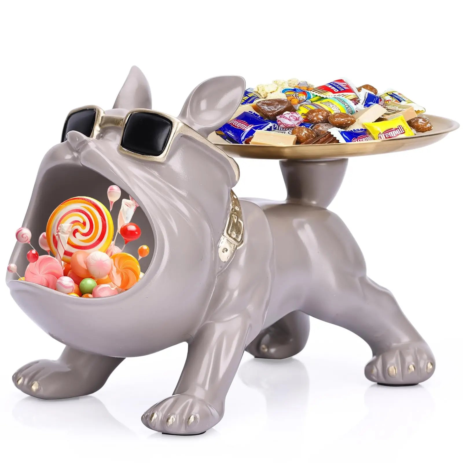 30cm Bulldog Figurine Dog Statue Resin Craft Home Decor Animal Ornament Puppy Sculpture with Storage Box Art Sculpture for Home