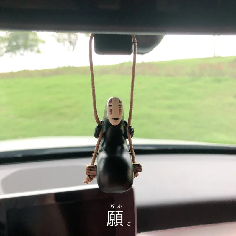 Spirited Away No-Face Swinging Car Charm Hanging Ornament Rearview Mirror Decoration Anime Themed Car Accessory