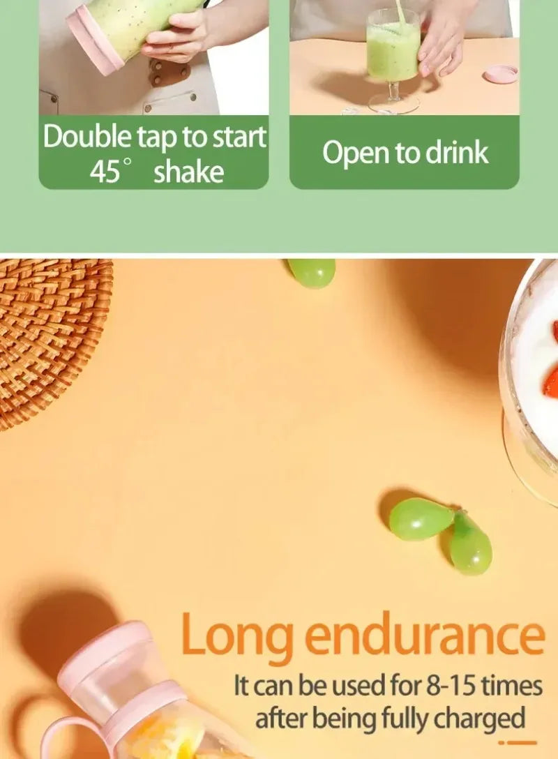 Mini Juice Blender Portable Electric Juicer Bottle 6 Blades Shake Orange Lemon USB Charging Fruit Mixer Fresh Squeezer Machine