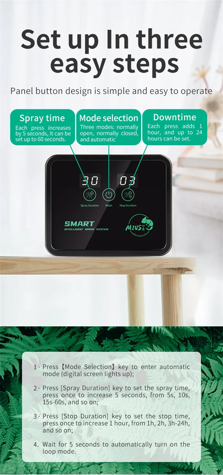 Terrarium Fogger Misting System Rainforest Sprayer Indoor Plant Watering System Automatic Misting for Reptiles Chameleons Herbs