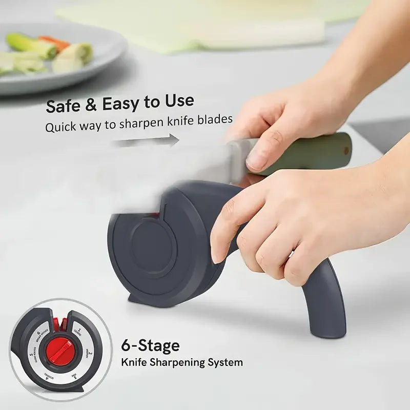 6-in-1 Multi-Function Manual Knife Sharpener Multi-Speed Adjustment Suitable for Kitchen Knives and Scissors Multi-Function Manu