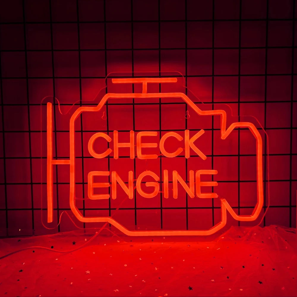 Check Engine Neon Sign Led Light Auto Room Garage Repair Shop Wall Decor Bar Party Club Luminous Atmosphere Lamp USB Power