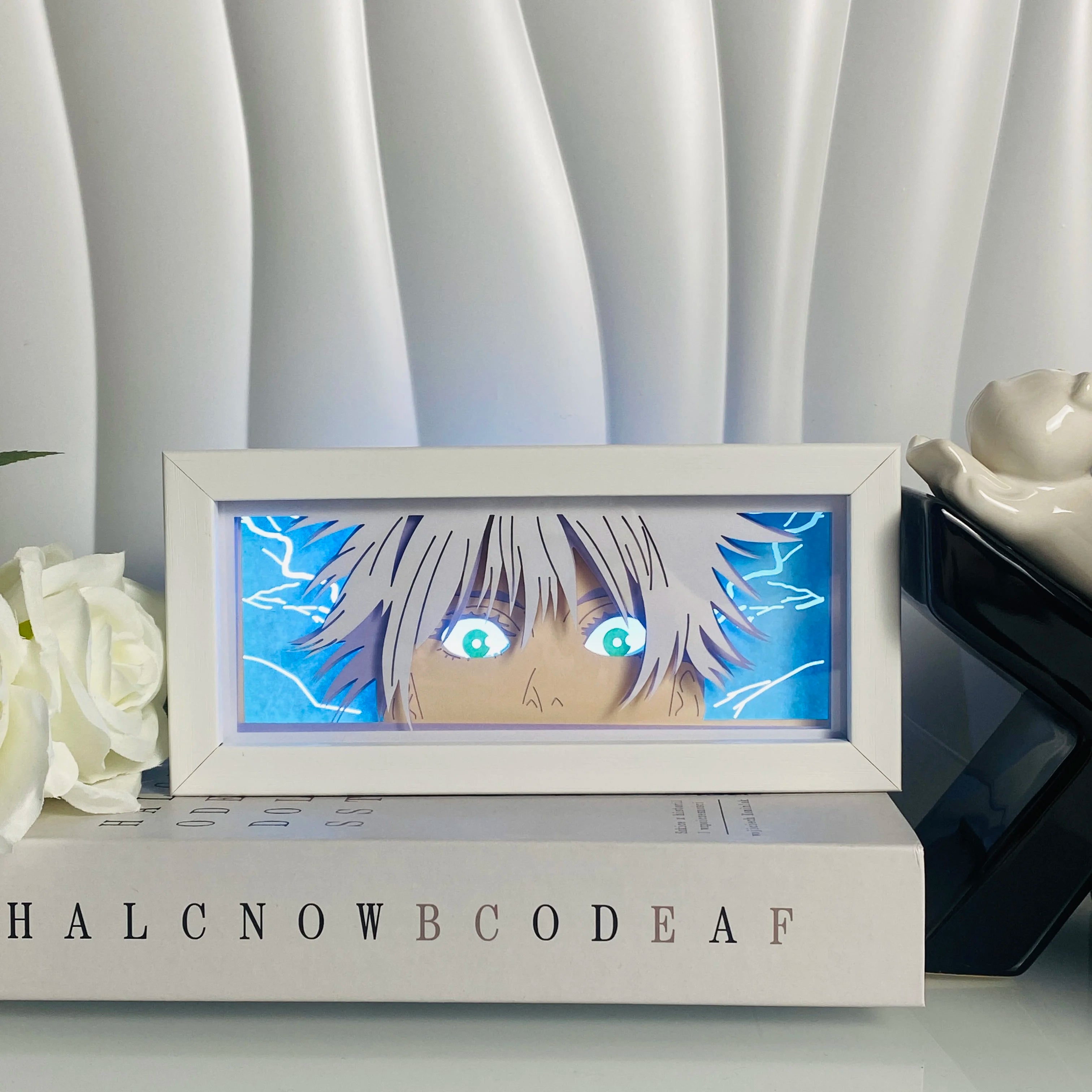 Anime Light Box Led Strip Lights Anime Eyes Shadow Box Picture Frame 3D Paper Carving Usb Table Lamp Mood Light Room Decor Gift