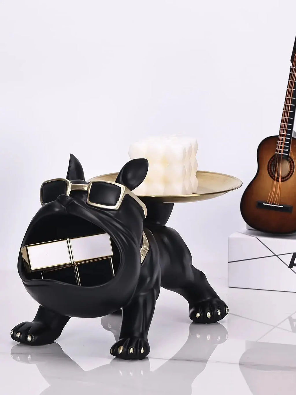 30cm Bulldog Figurine Dog Statue Resin Craft Home Decor Animal Ornament Puppy Sculpture with Storage Box Art Sculpture for Home